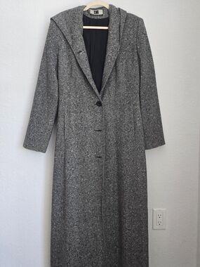 Kristen Blake Gray Hooded Long Trench Coat